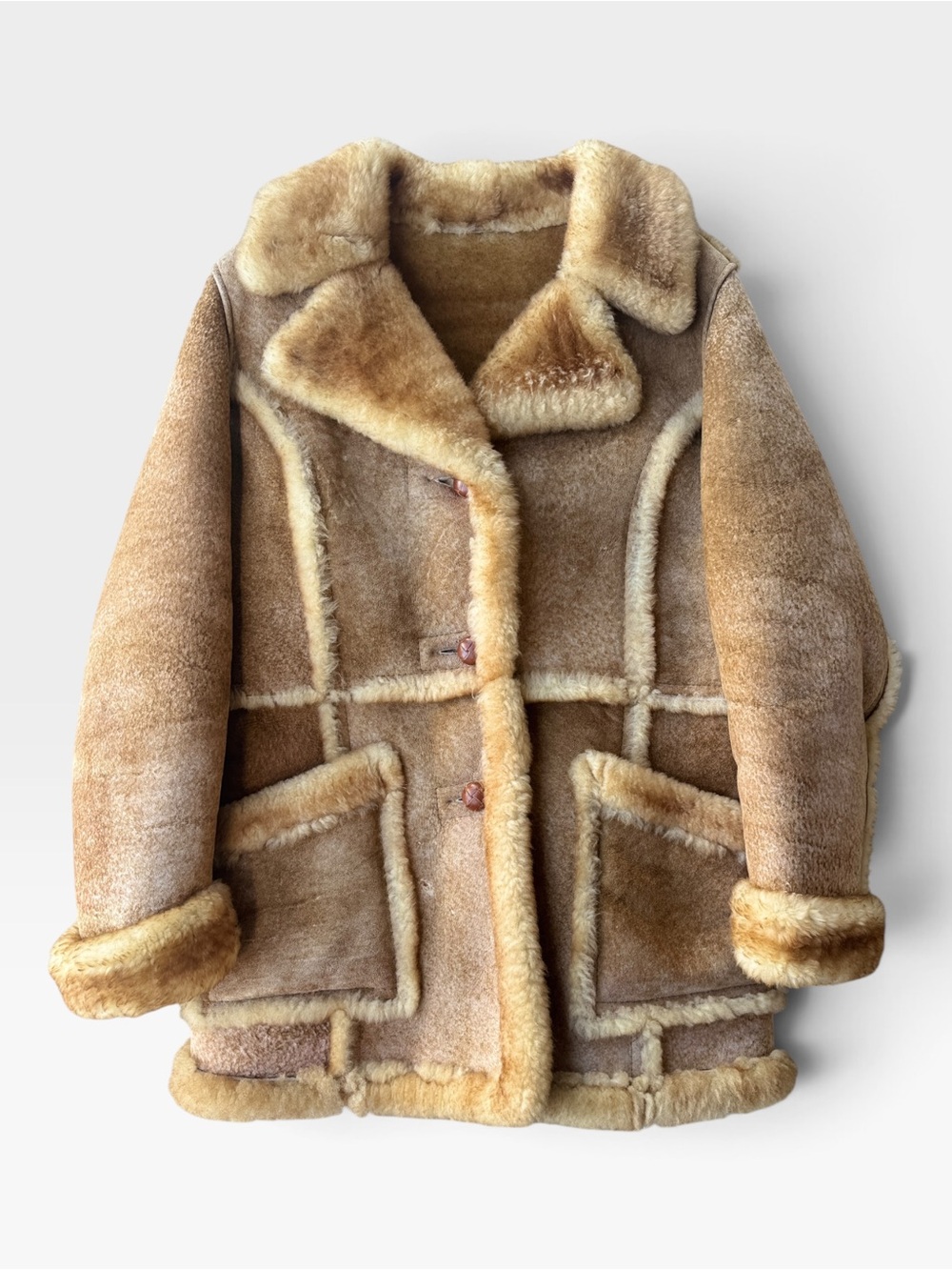 VTG 70s Western Shearling Fort Worth Texas Shearling Lambskin Coat Jacket Sz S